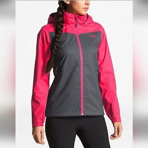 The North Face Women's Coral and Gray Waterproof Revolve Plus Jacket Sz L